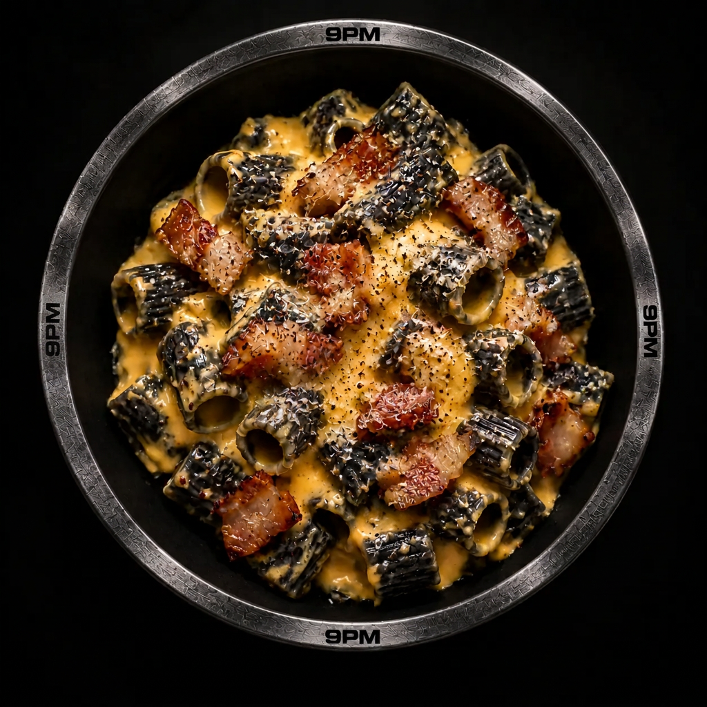 Carbonera, bowl photographed from above, black background